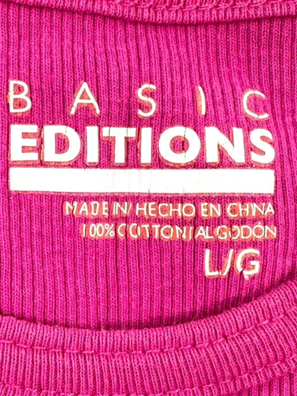 Basic Editions Hot Pink Ribbed Graphic Tank Top - Picture 6 of 7